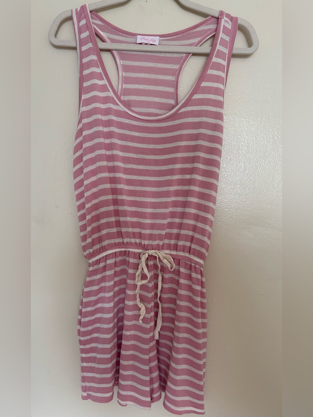 Pink Lily Pink & White Striped Cinch Waist Romper